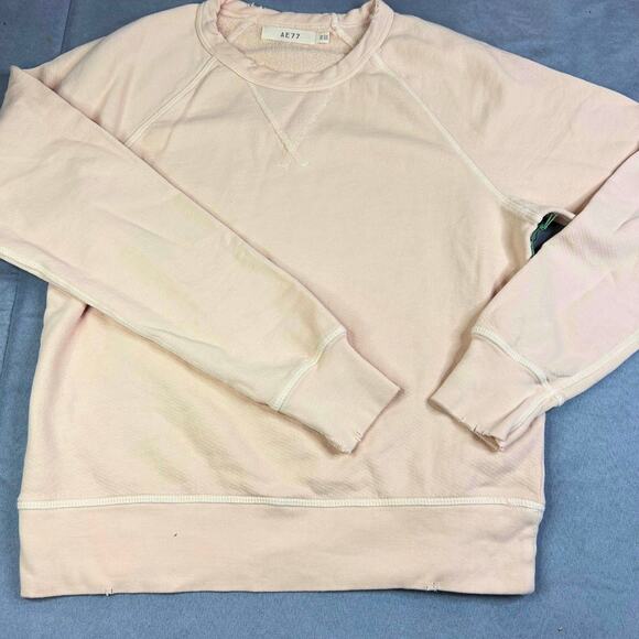 American Eagle AE Distressed Peach Crew Neck Sweater - Size XS - Picture 4 of 7